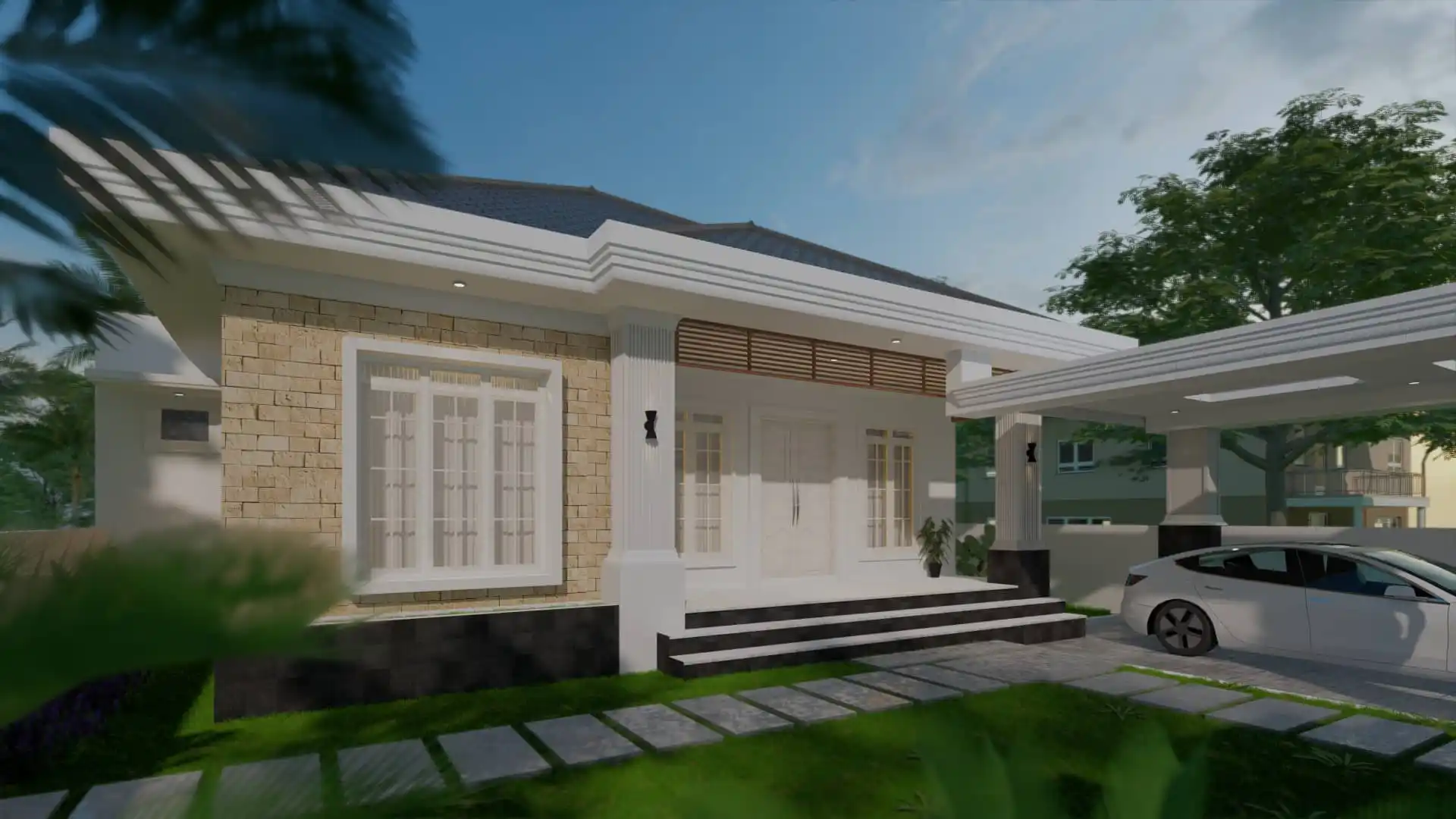 Tampilan fasad rumah urban minimalis modern